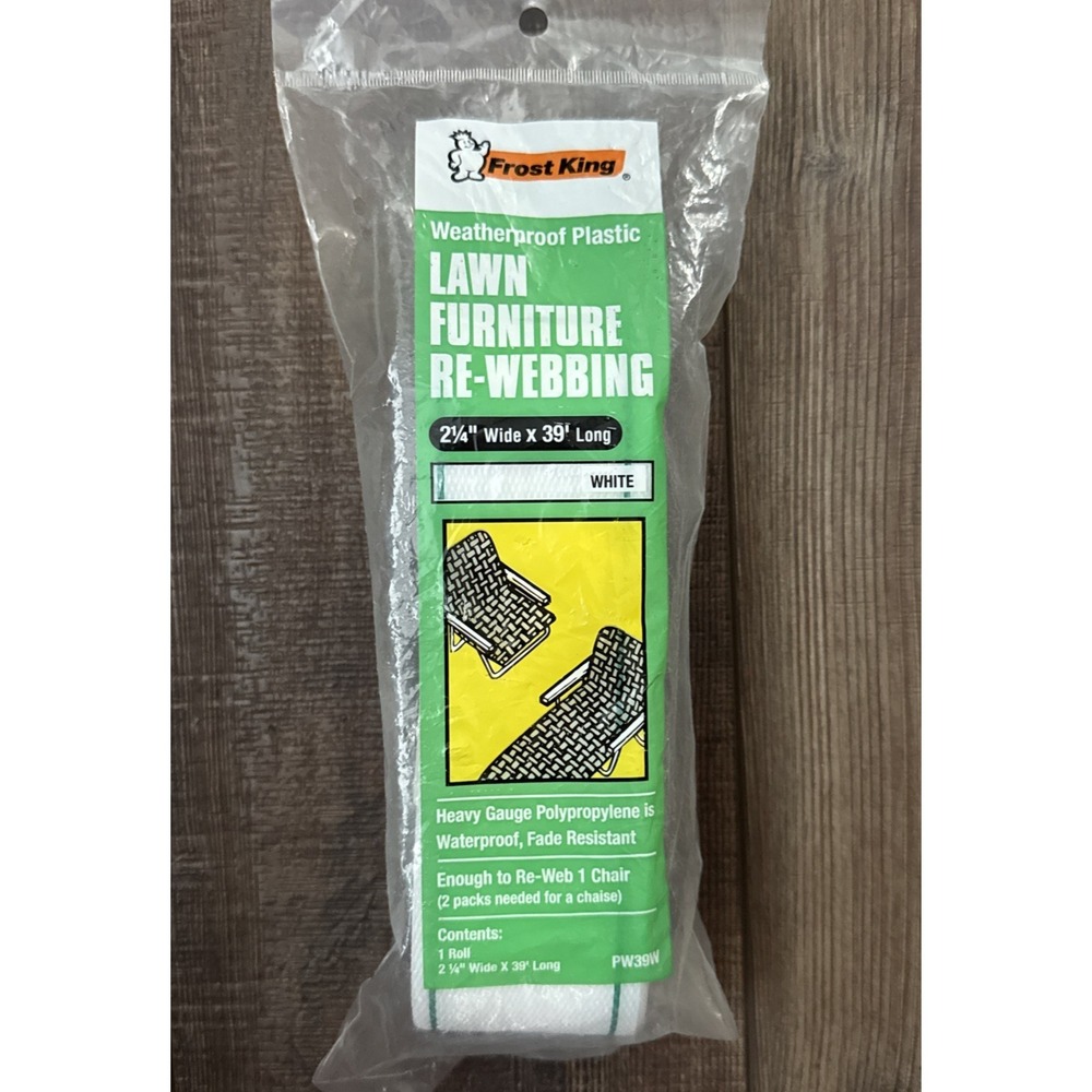 Frost King Lawn Furniture Re-Webbing PW39W White Green Stripe 2.25" x 39' NEW